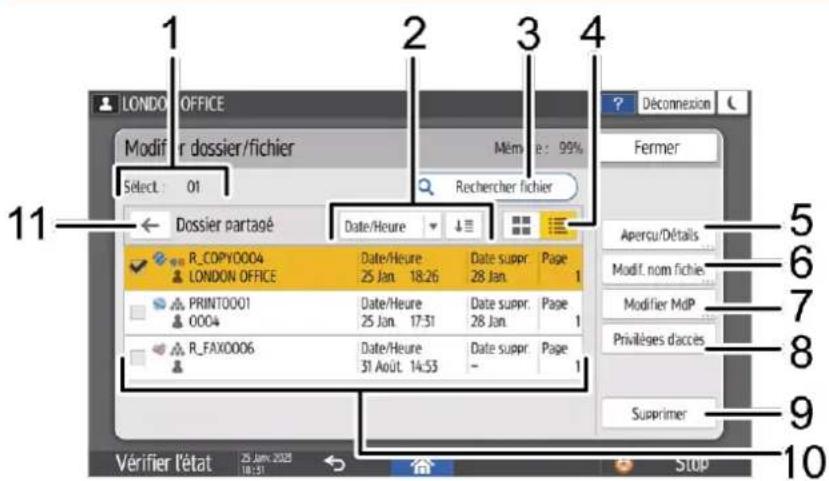 RICOH IM C6010 - Écran de la liste des fichiers du Serveur de documents - 1