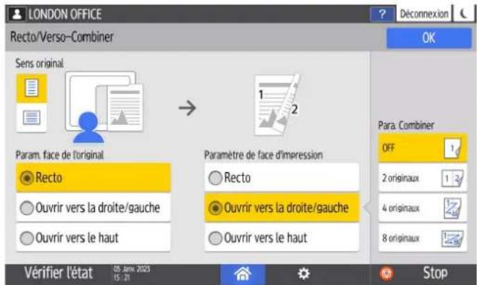 RICOH IM C6010 - Copie recto/verso avec des paramètres différents de ceux affichés sur les touches - 2