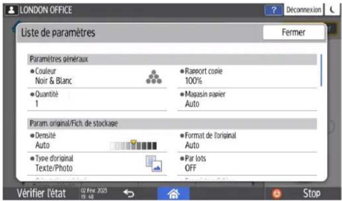 RICOH IM C6010 - Aperçu de l'état du paramètre actuel - 1