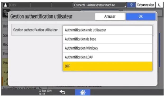 RICOH IM C6010 - Paramétrage de l'Authentication code utilisateur - 3