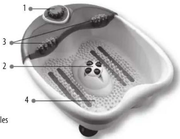 LANAFORM Beauty & Massage Center - FEATURES AND CONTROLS FOR THE FOOT BUBBLE BATH: - 1