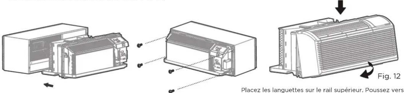 Placez les languettes sur le rail supérieur. Poussez vers Fig. 12