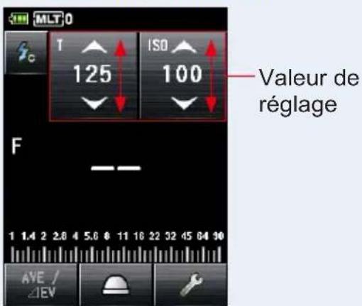 MLT 0 T ISO 125 100 Valeur de réglage F 1 1.4 2 2.8 4 5.6 6 11 16 22 32 45 64 90 AVE / ΔEV