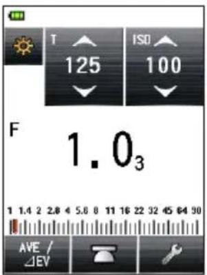 T 125 ISO 100 F 1.0₃ 1 1.4 2 2.8 4 5.6 8 11 16 22 32 45 64 90 AVE / ΔEV