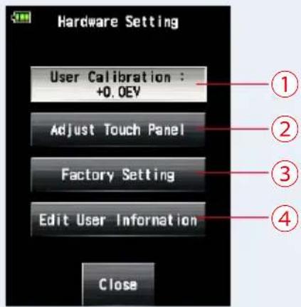 SEKONIC RT-GX - Appuyez sur l'élément sur l'écran « Hardware Setting » (Paramètres du matériel). - 1