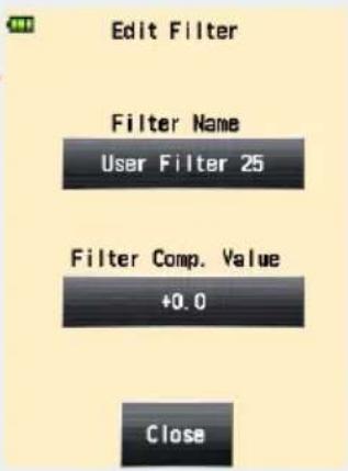 Edit Filter Filter Name User Filter 25 Filter Comp. Value +0.0 Close