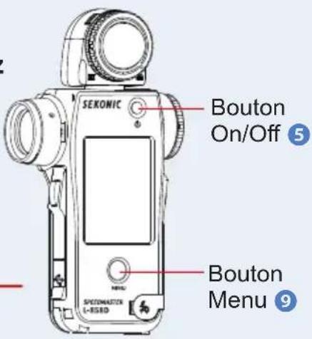 SEKONIC Bouton On/Off ⑤ Bouton Menu ⑨ SPECTOMASTER L-853D