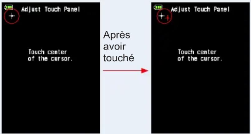 Adjust Touch Panel Touch center of the cursor. Après avoir touché Adjust Touch Panel Touch center of the cursor.