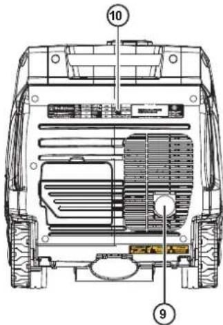 Technical diagram of a vehicle rear view with numbered components and labeled parts
