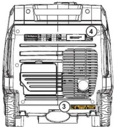 Technical diagram of a vehicle rear view with numbered components for identification