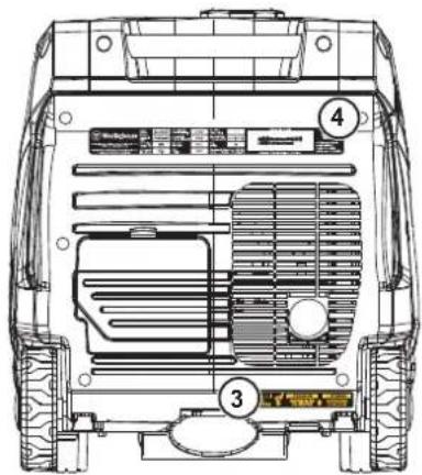 Technical diagram of a vehicle rear view with numbered components and labeled parts
