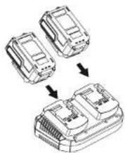 Yard Force AL C20D - Charging the battery pack - 1