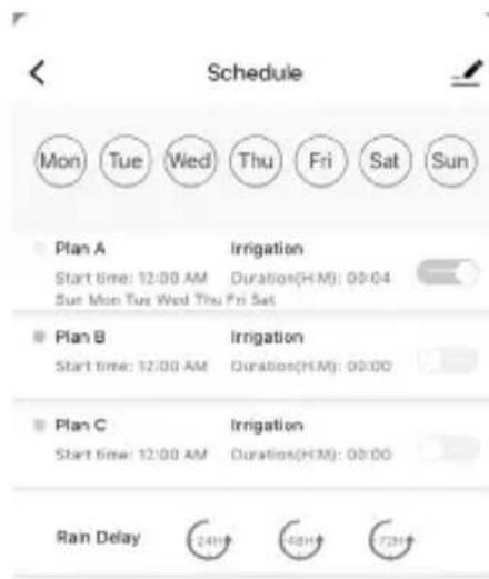 Brandson 306614 - Watering schedule & manual rain delay: - 1