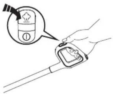 Diagram illustrating blood glucose metering technique with magnified view of glucose meter and droplet symbol