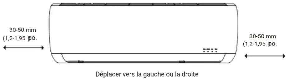 30-50 mm (1,2-1,95 p.o. 30-50 mm (1,2-1,95 p.o. Déplacer vers la gauche ou la droite