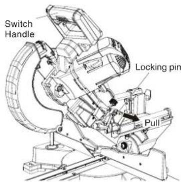 HITACHI C 10FSHC - Releasing the locking pin - 1