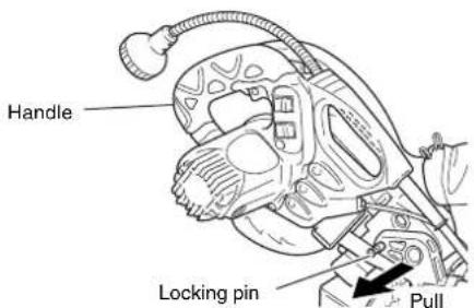 METABO C8FSHE - Releasing the locking pin - 1
