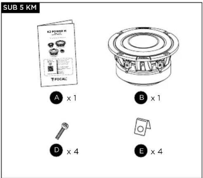 SUB 5 KM K2 POWER M FOCAL A x 1 B x 1 D x 4 E x 4