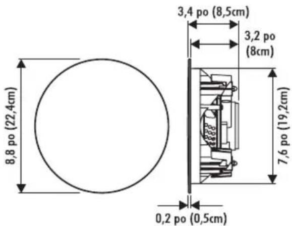 8,8 po (22,4cm) 3,4 po (8,5cm) 3,2 po (8cm) 7,6 po (19,2cm) 0,2 po (0,5cm)