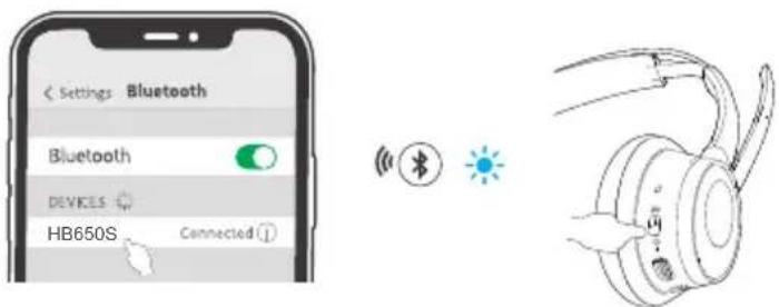 V7 HB650S - Connexion à un appareil mobile compatible Bluetooth - 1