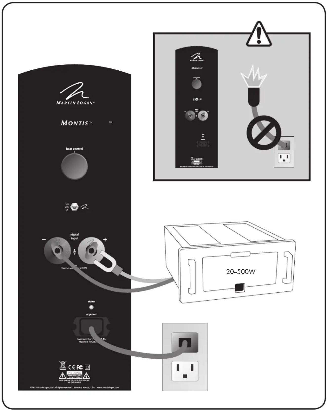 Martin Logan Montis - Step 3: Power Connection (AC) (see warning) - 18