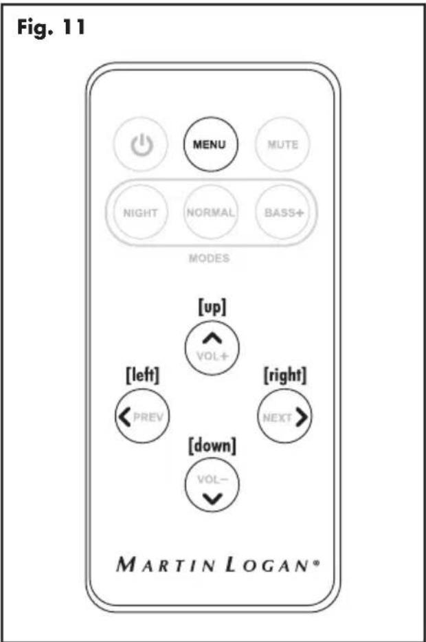Martin Logan Motion Vision - MENU OPTION: SUB - 2