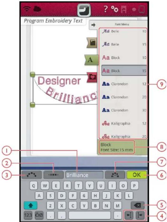 Husqvarna-Viking Designer Brilliance 80 - Programmer un texte de broderie - 1