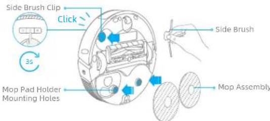 DREAME L20 Ultra - Turn on the Robot and Install the Side Brush and Mop Assembly - 1