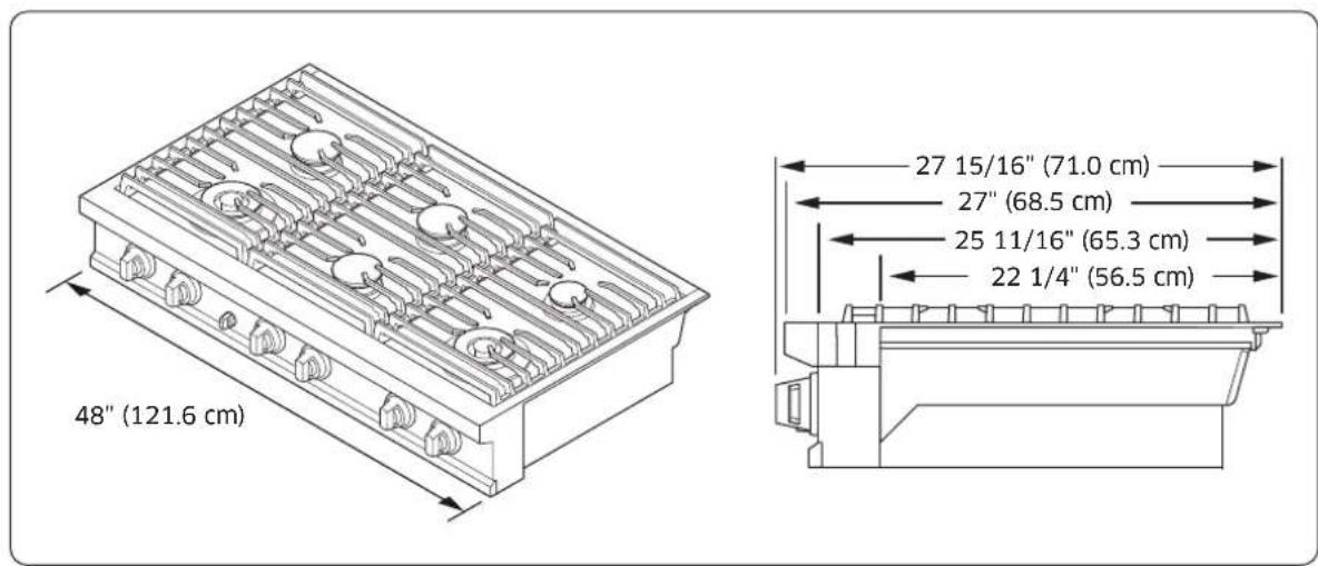 Dacor DTT48T960GM - Overall Rangetop Dimensions - 2