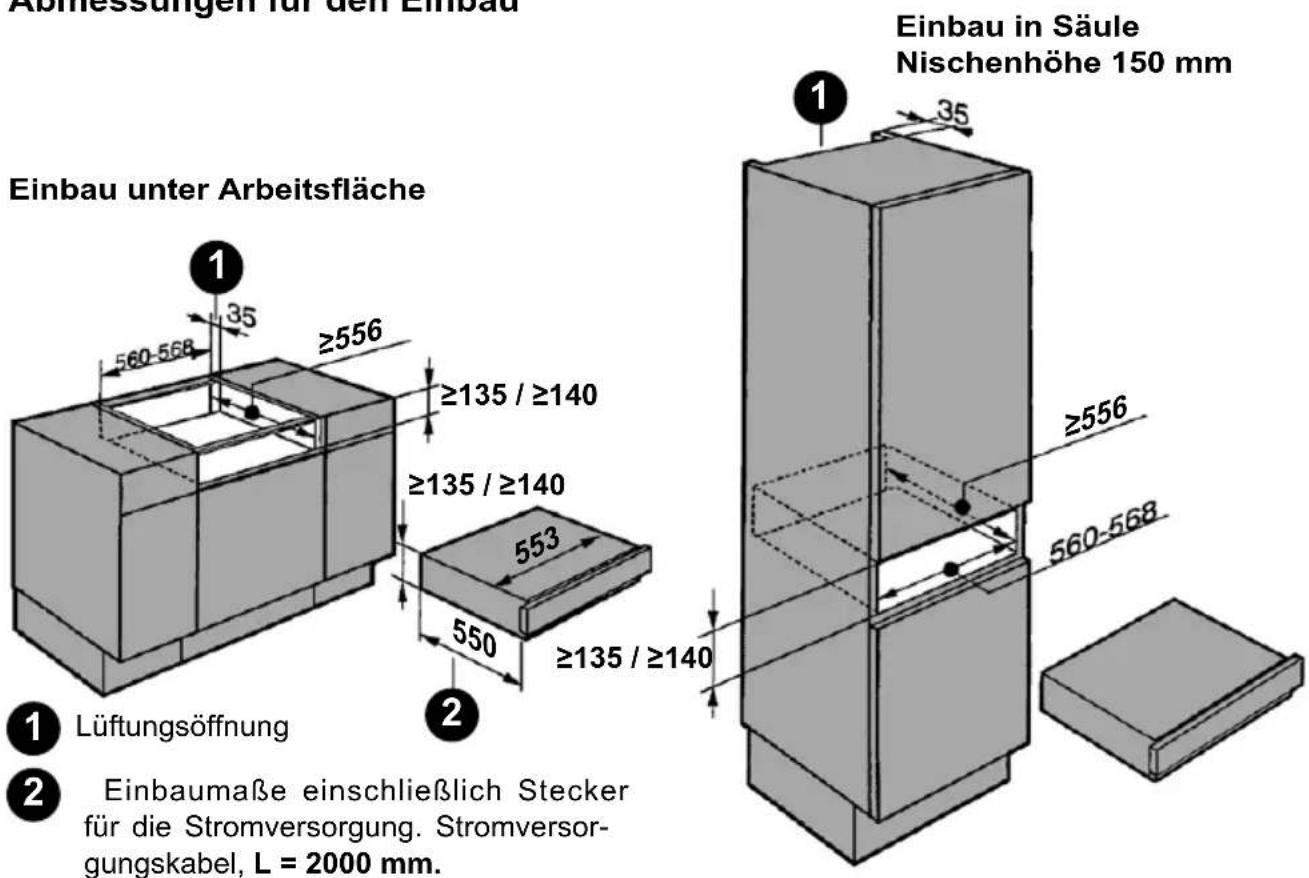HAIER HWO15NVD6XB1 - Abmessungen für den Einbau - 1