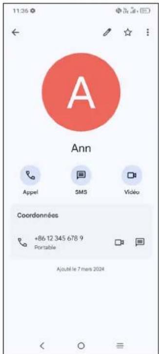 11:36 Ann Appel SMS Vidéo Coordonnées +86 12 345 678 9 Portable Ajouté le 7 mars 2024