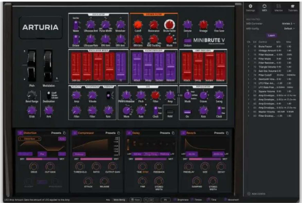 Arturia MiniBrute V - Assigner et retirer des contrôles - 1
