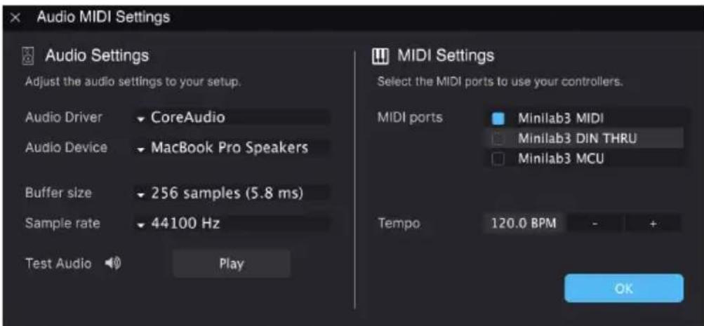 Arturia MiniBrute V - Audio Midi Settings : macOS - 1