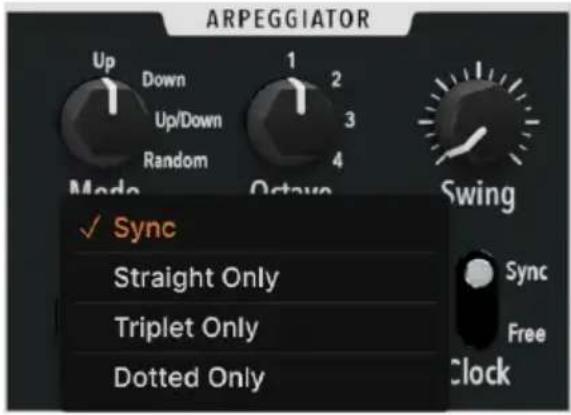 Arturia MiniBrute V - Arpeggiator Rate et Tempo Sync - 2