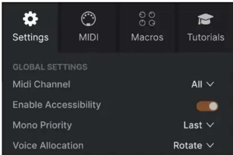 Arturia MiniBrute V - Onglet Settings - 1