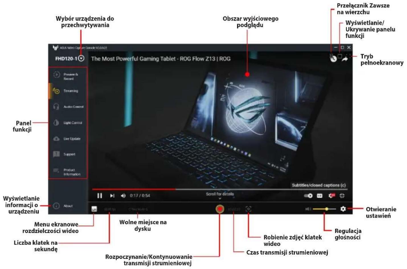 ASUS TUF GAMING CAPTURE BOX-4KPRO - Wyświetlanie okna ustawień podglądu i nagrywania: - 2
