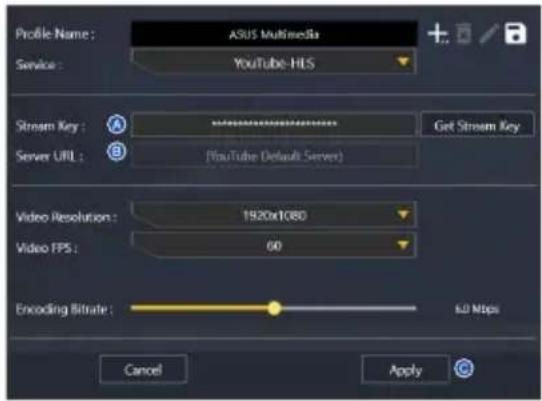 ASUS TUF GAMING CAPTURE BOX-4KPRO - Agregar un nuevo perfil de streaming - 2