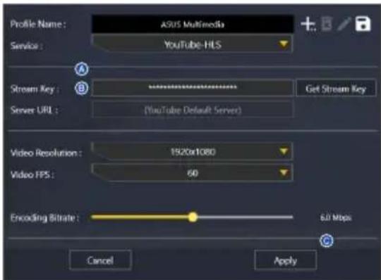 ASUS TUF GAMING CAPTURE BOX-4KPRO - Adding a new streaming profile - 3