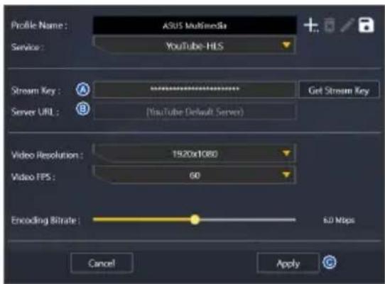ASUS TUF GAMING CAPTURE BOX-4KPRO - Dodawanie nowego profilu transmisji strumieniowej - 2