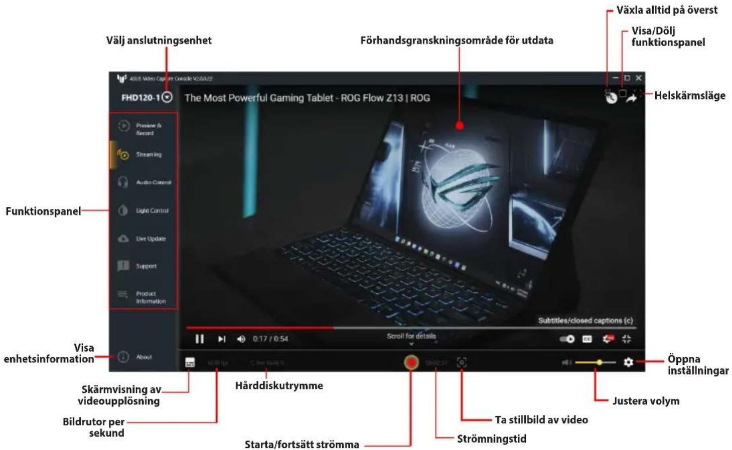 ASUS TUF GAMING CAPTURE BOX-4KPRO - Öppna fliken Inställningar för förhandsgranskning och inspelning: - 2