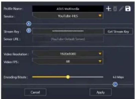 ASUS TUF GAMING CAPTURE BOX-4KPRO - Menambahkan profil streaming baru - 2