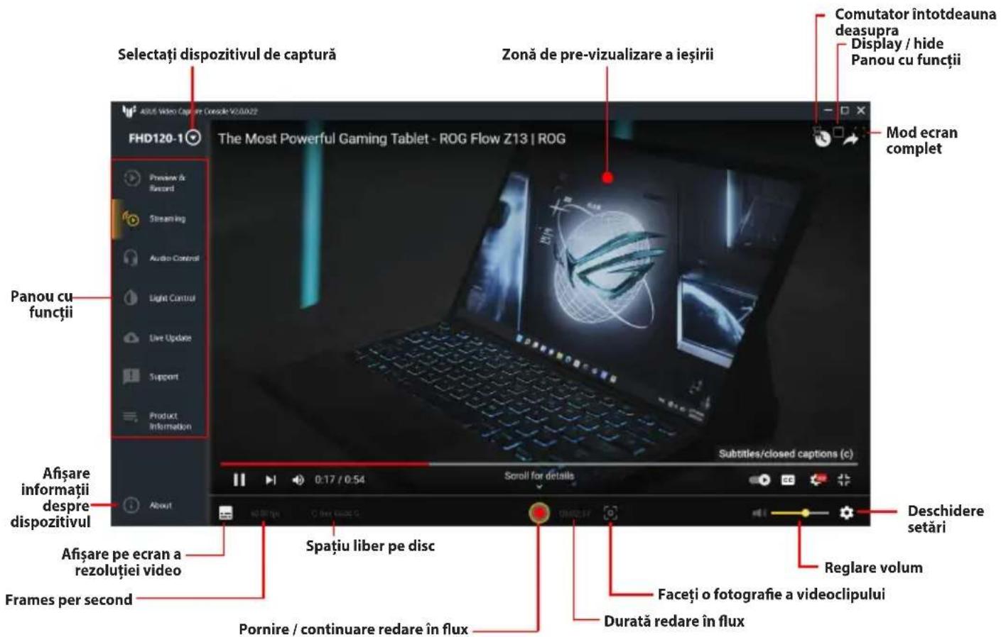 ASUS TUF GAMING CAPTURE BOX-4KPRO - Accesarea panoului Setări pre-vizualizare și înregistrare: - 2