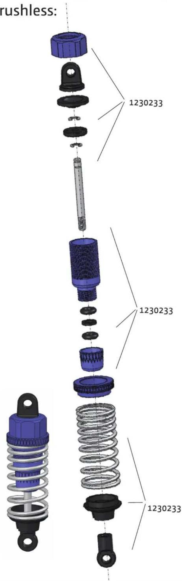 Absima ATC 3.4 BL - Shock assembly view / Zusammenbau Dämpfer - 2