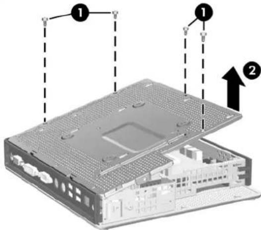 HP Compaq t5730 - Retrait du panneau d'accès latéral et du capot latéral métallique - 2