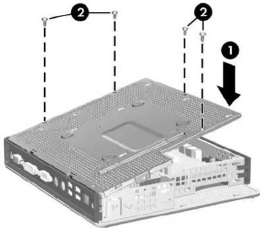 HP Compaq t5730 - Remise en place du capot latéral métallique et du panneau d'accès latéral - 1