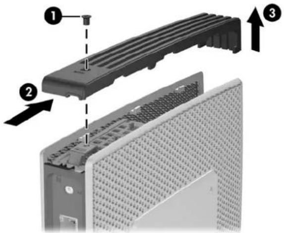 HP t5745 - Retrait du cache du compartiment USB sécurisé - 1
