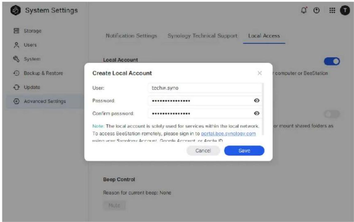 SYNOLOGY BeeStation BST150 - Activez Compte local et SMB Service. - 1