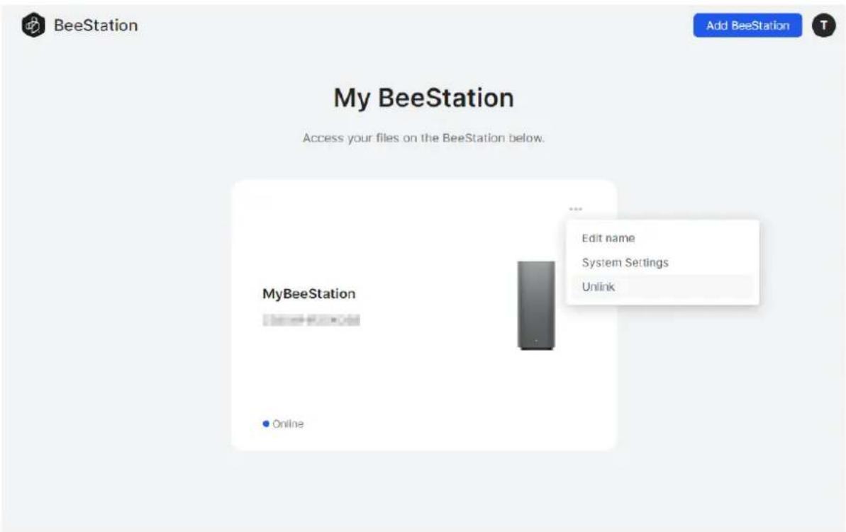 SYNOLOGY BeeStation BST150 - Désassocier via le portail Web de BeeStation - 1
