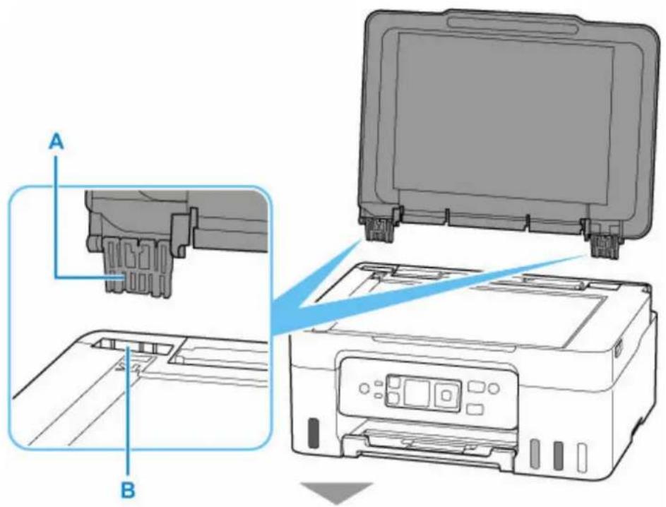 CANON Pixma G3571 - Fixation du capot du scanner : - 1