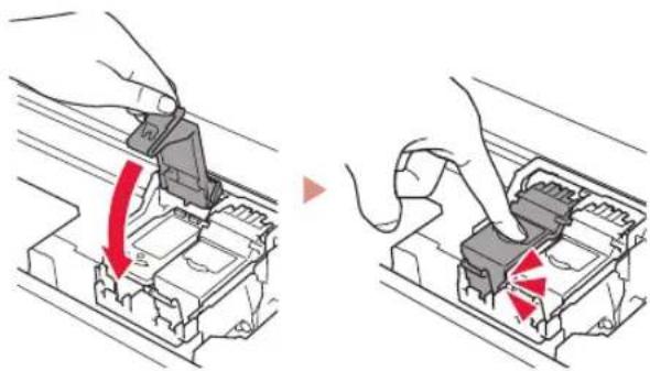 CANON Pixma TS5353 - Poussez fermement vers le bas le couvercle de verrouillage de cartouche d'encre jusqu'au déclic pour le fermer complètement. - 1